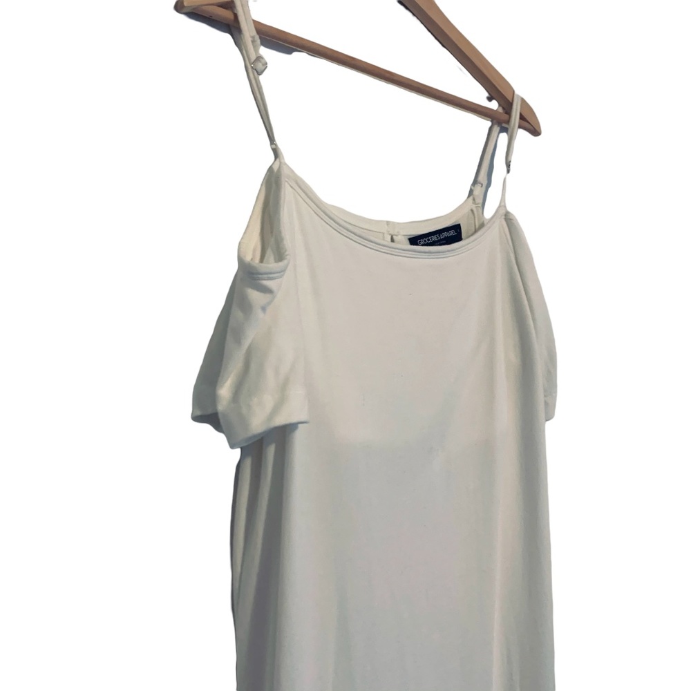 NWOT Groceries Apparel Off The Shoulder Oolong Maxi Slip Dress White Size S - Picture 6 of 12